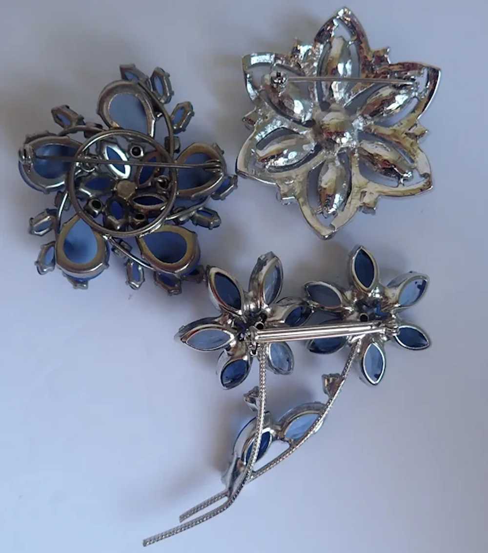 Vintage Bevy of Blue Beauties Rhinestone Pins Bro… - image 5