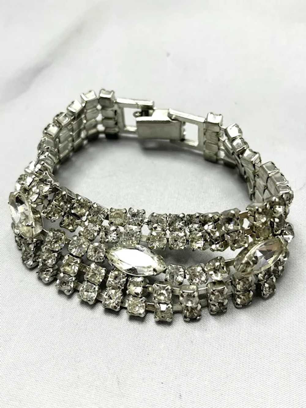 Vintage Wide Rhinestone Chain Bracelet - image 2