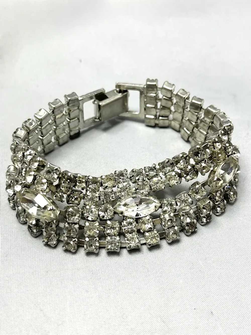 Vintage Wide Rhinestone Chain Bracelet - image 3