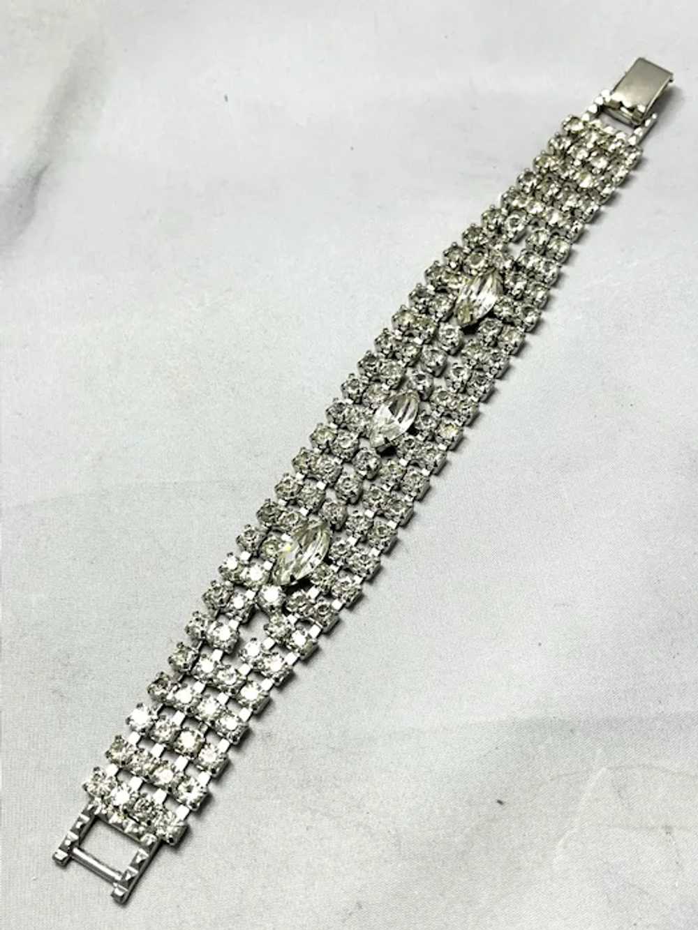 Vintage Wide Rhinestone Chain Bracelet - image 4