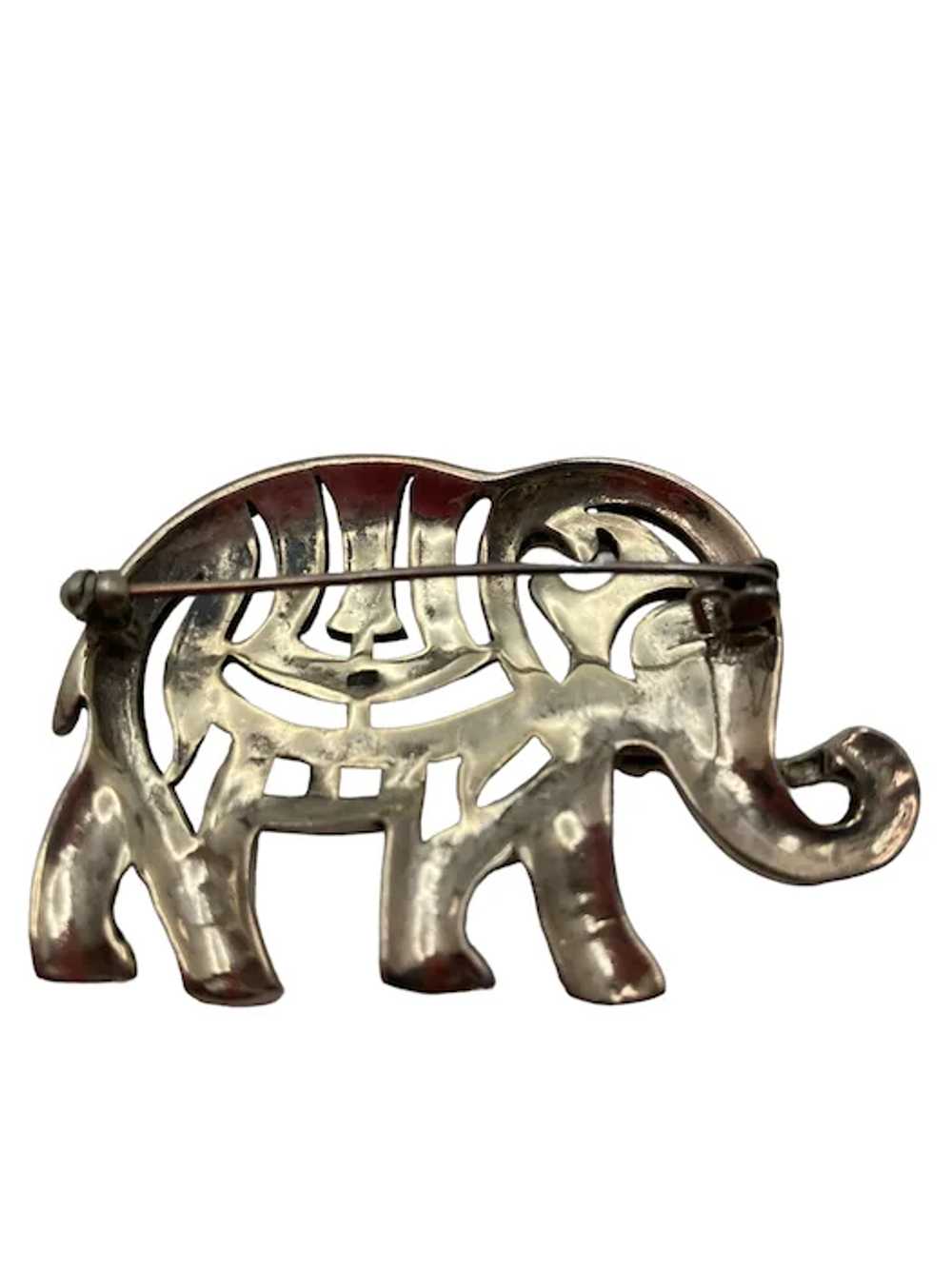 Vintage Sterling Silver and Marcasite Elephant Br… - image 5