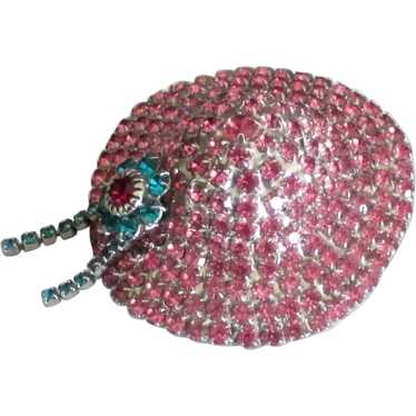 Lovely Dorothy Bauer Pink Rhinestone Hat Brooch - image 1