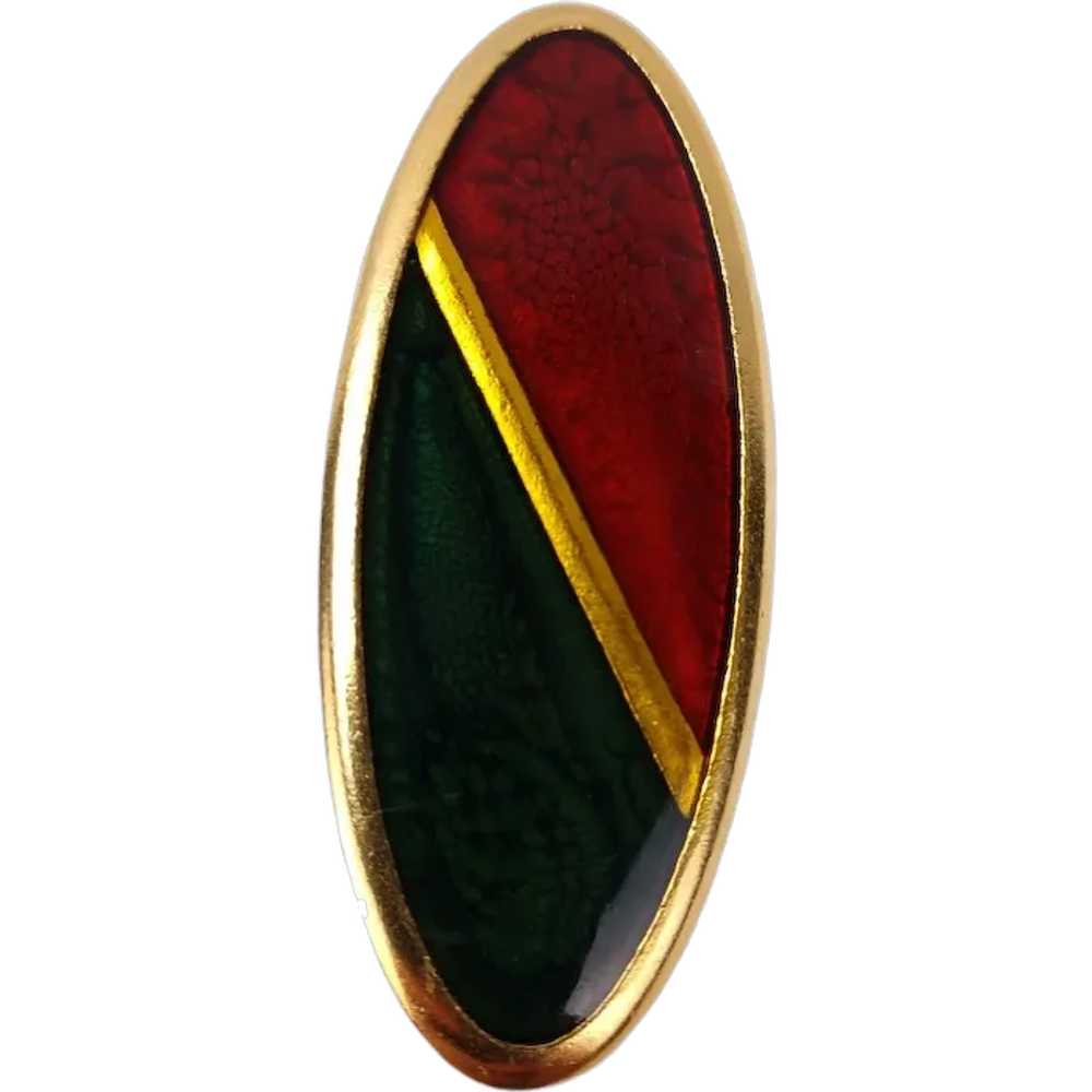 YSL Yves Saint Laurent Brooch Oval Poured Glass - image 1