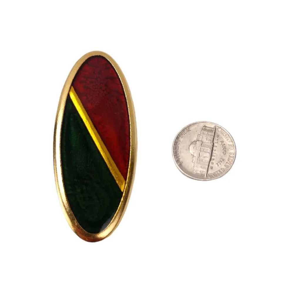 YSL Yves Saint Laurent Brooch Oval Poured Glass - image 2