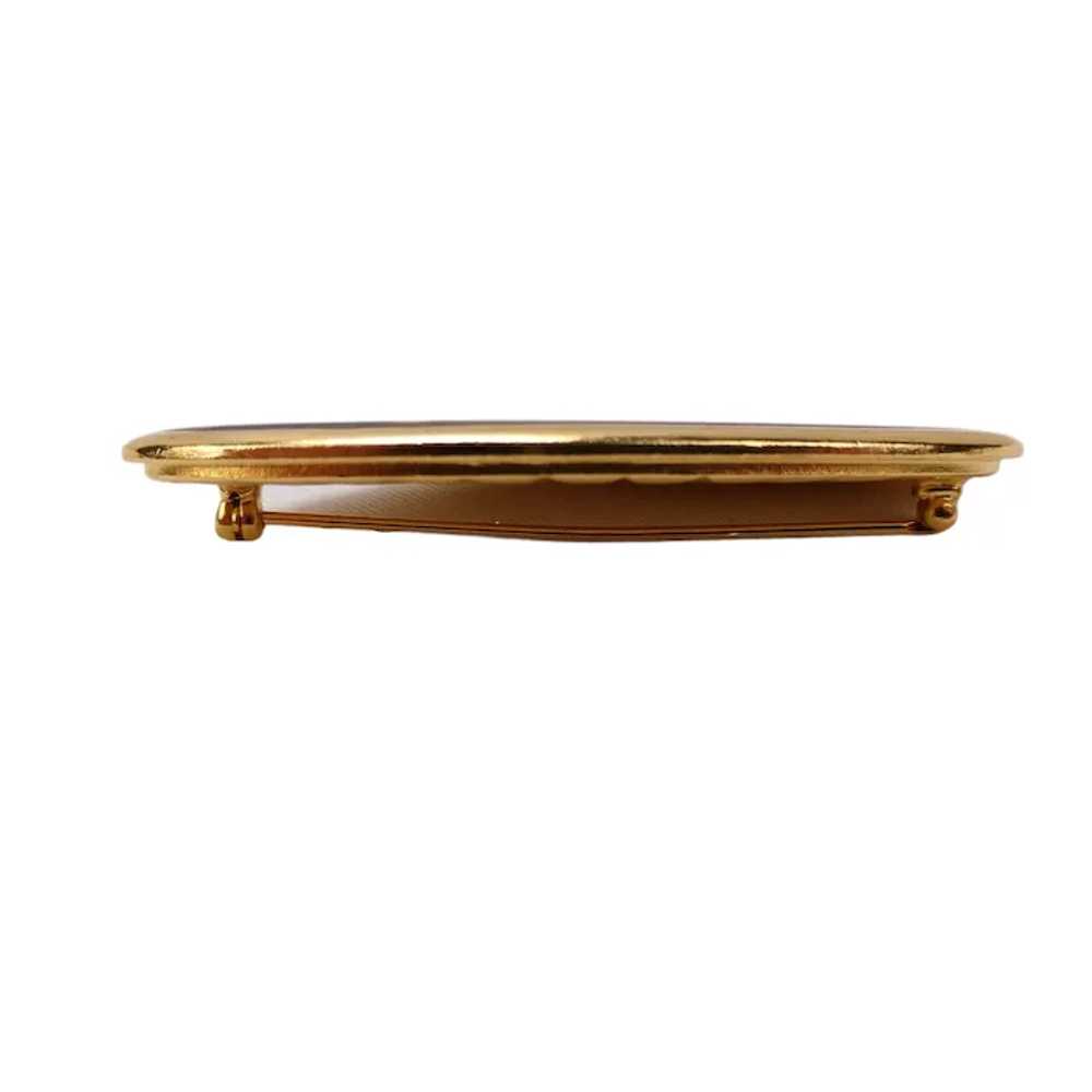 YSL Yves Saint Laurent Brooch Oval Poured Glass - image 3