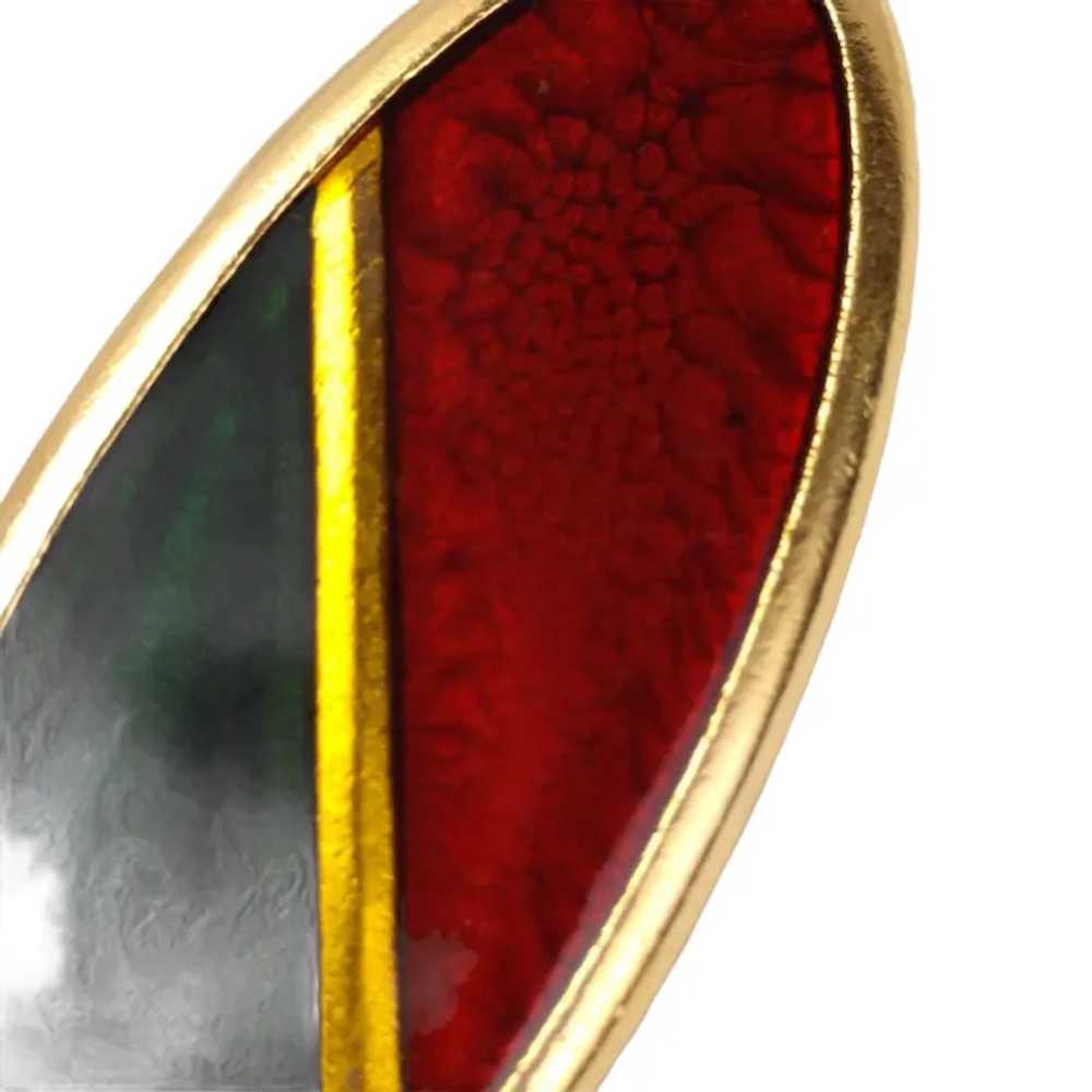 YSL Yves Saint Laurent Brooch Oval Poured Glass - image 8