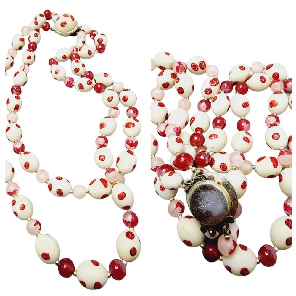 Vintage Signed Hong Kong Acrylic Beaded Necklace … - image 3