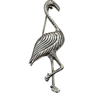 Sterling silver detailed flamingo brooch - image 1