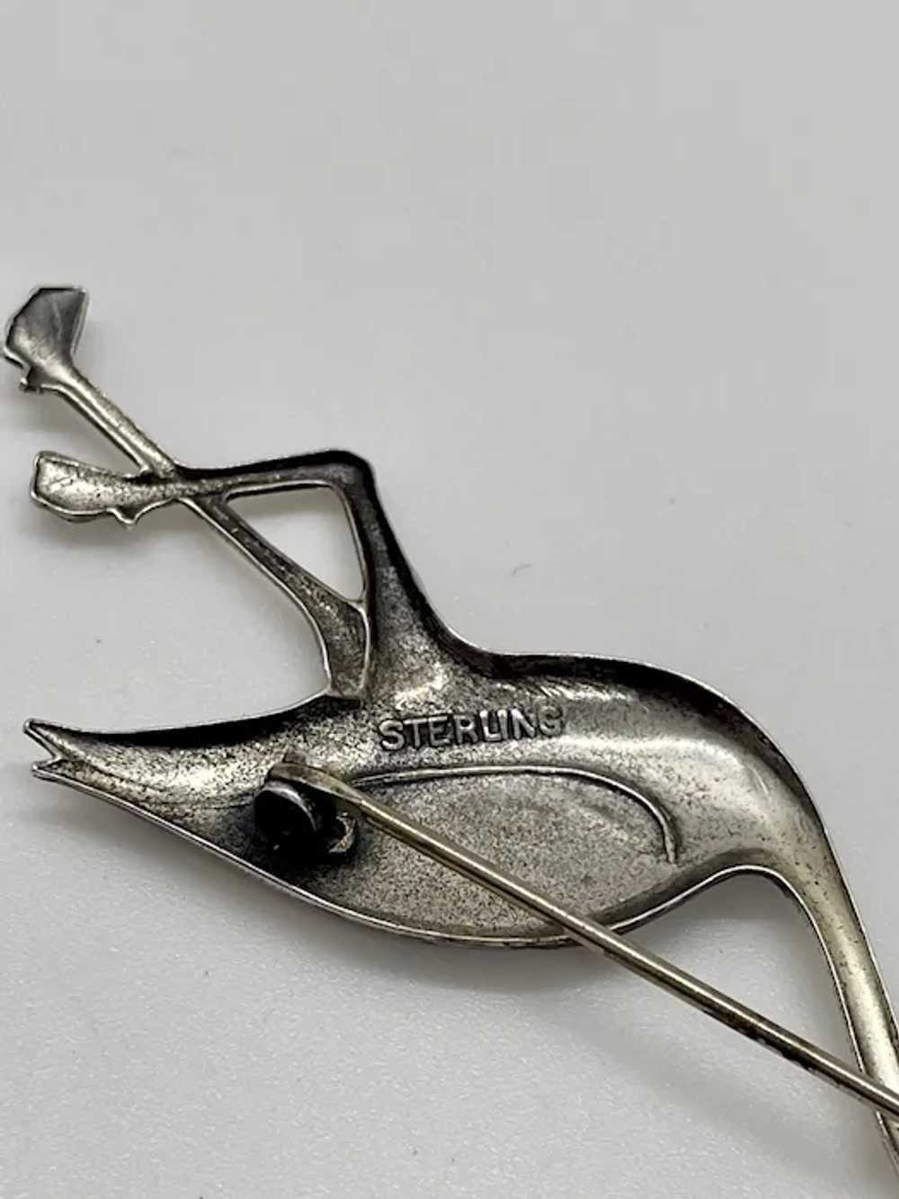 Sterling silver detailed flamingo brooch - image 7