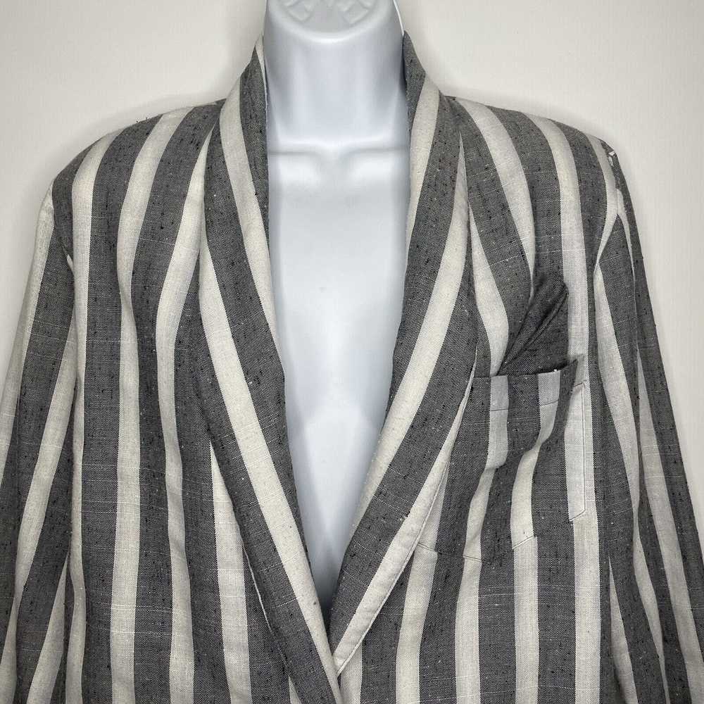 Vintage 80s Odds Evens Gray White Striped Texture… - image 2