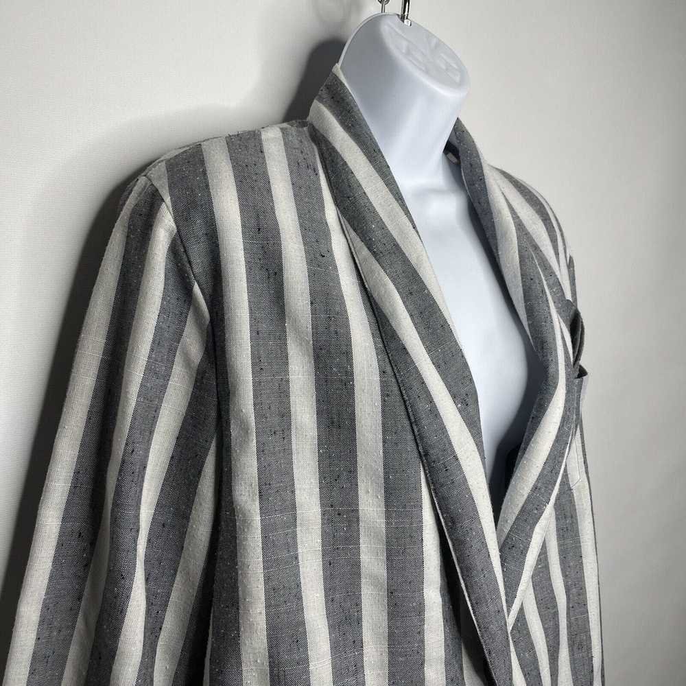 Vintage 80s Odds Evens Gray White Striped Texture… - image 4