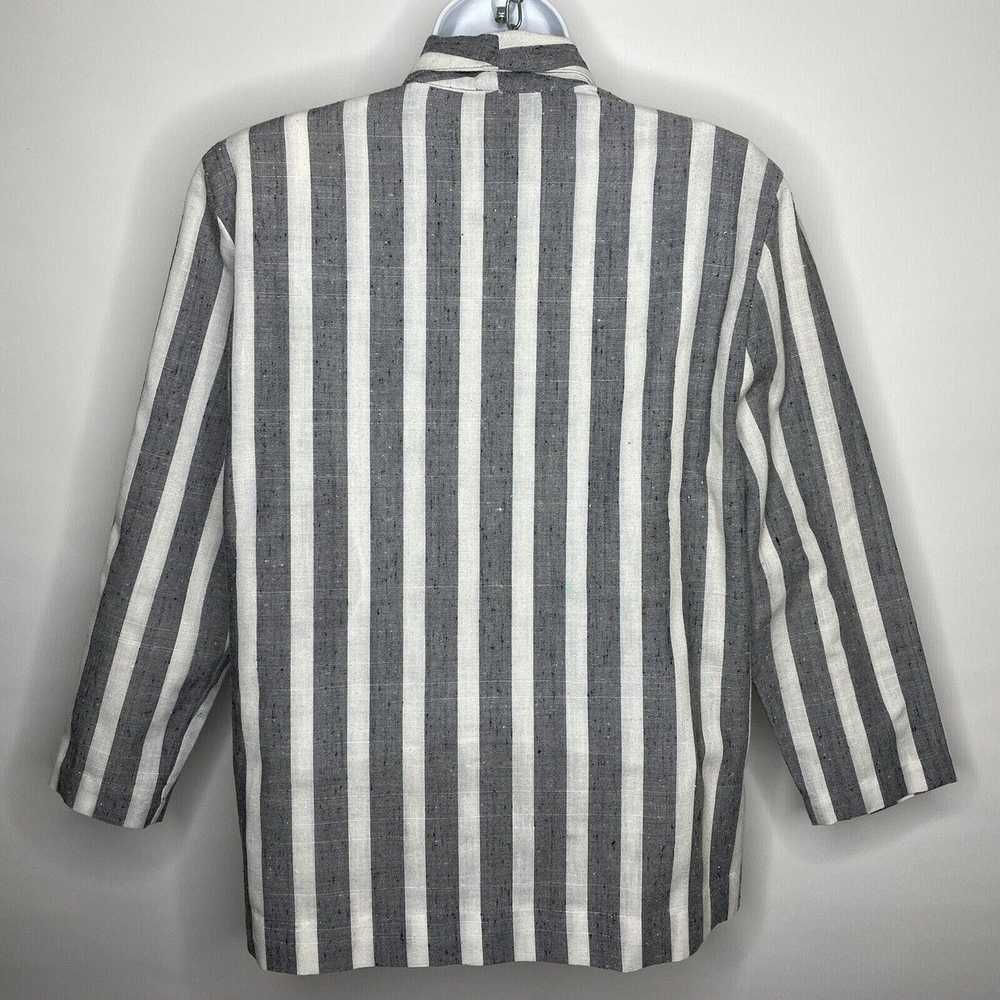 Vintage 80s Odds Evens Gray White Striped Texture… - image 5