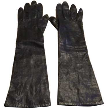 French Kid Leather Black Leather Gloves Size 6 1/2 - image 1
