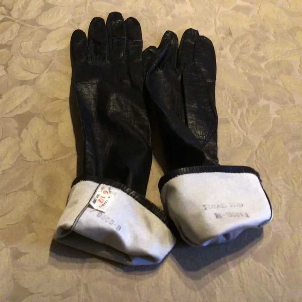 French Kid Leather Black Leather Gloves Size 6 1/2 - image 4