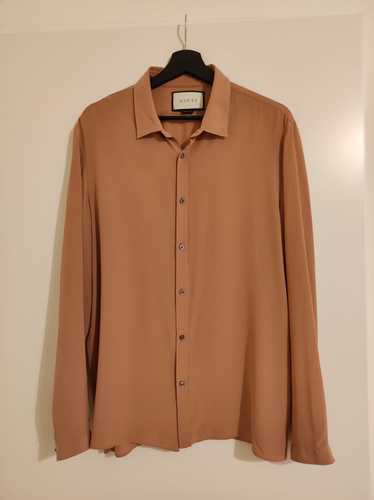 Gucci Dusty Pink Crepe Silk Button Up Shirt