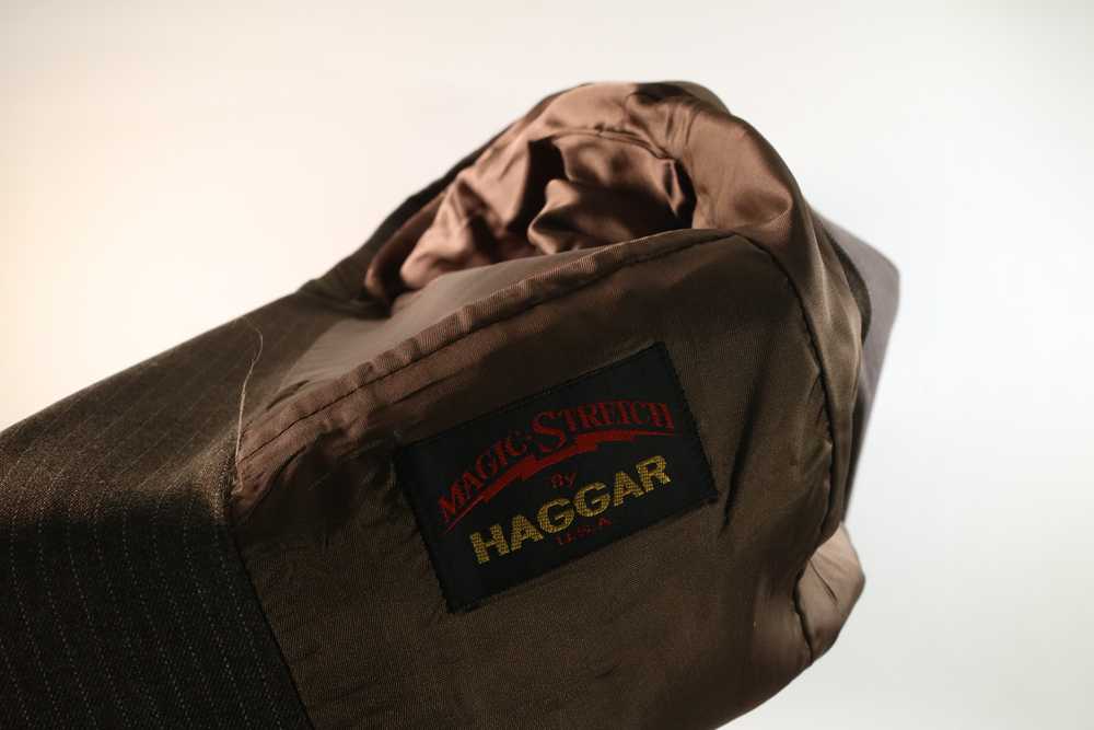 Mens Magic Stretch By Haggar Brown Pin Stripe Spo… - image 3