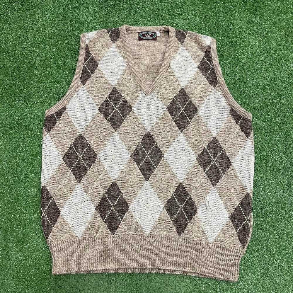 Vintage Vintage 90s Argyle Earth Tone Sweater Vest - Gem