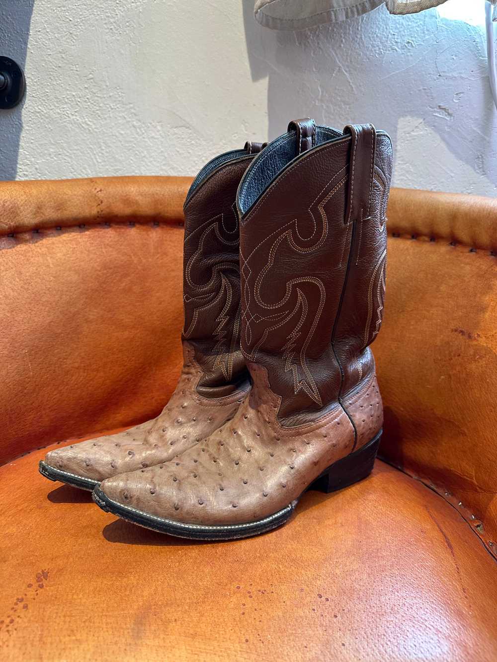 Hand Made Peanut Brittle Ostrich Boots 10 - image 1