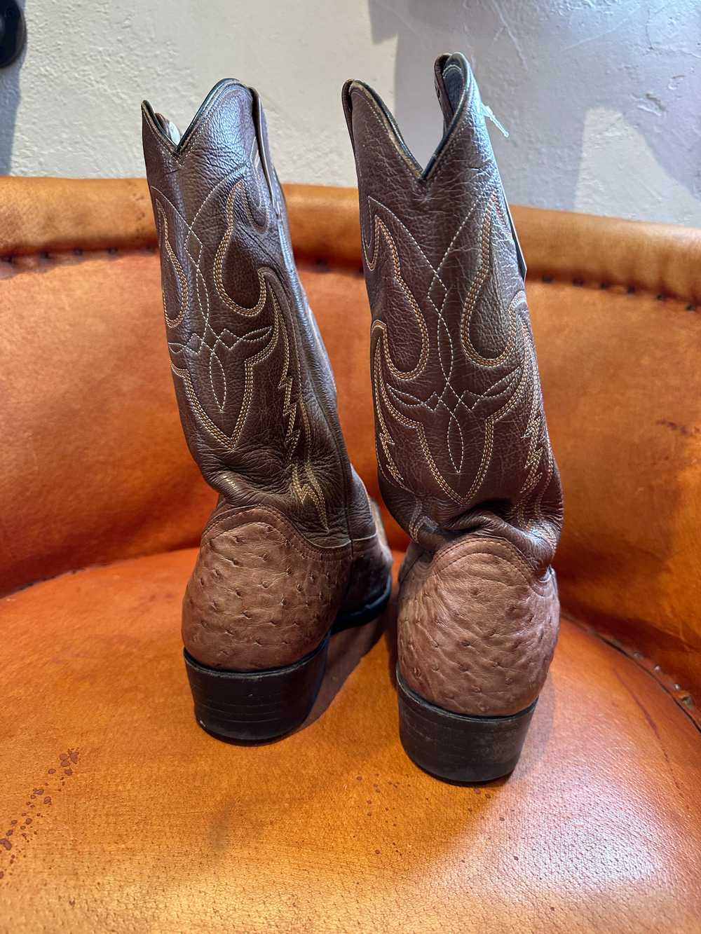 Hand Made Peanut Brittle Ostrich Boots 10 - image 2