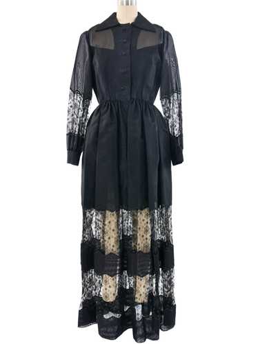 Bill Blass Lace Trimmed Organza Dress