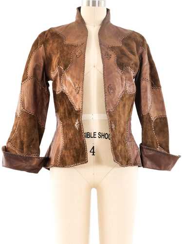 Char Handpainted Patchwork Leather Jacket