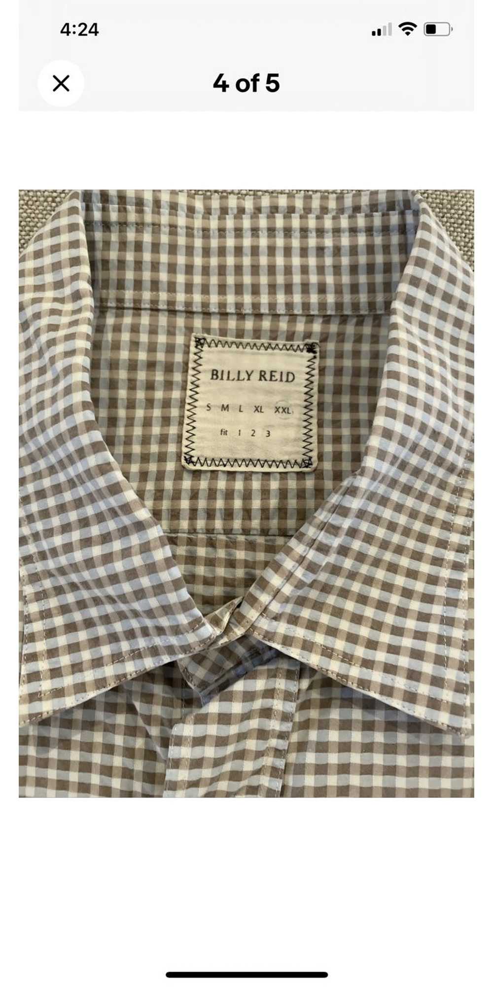 Billy Reid Check Print Seersucker Shirt - image 4