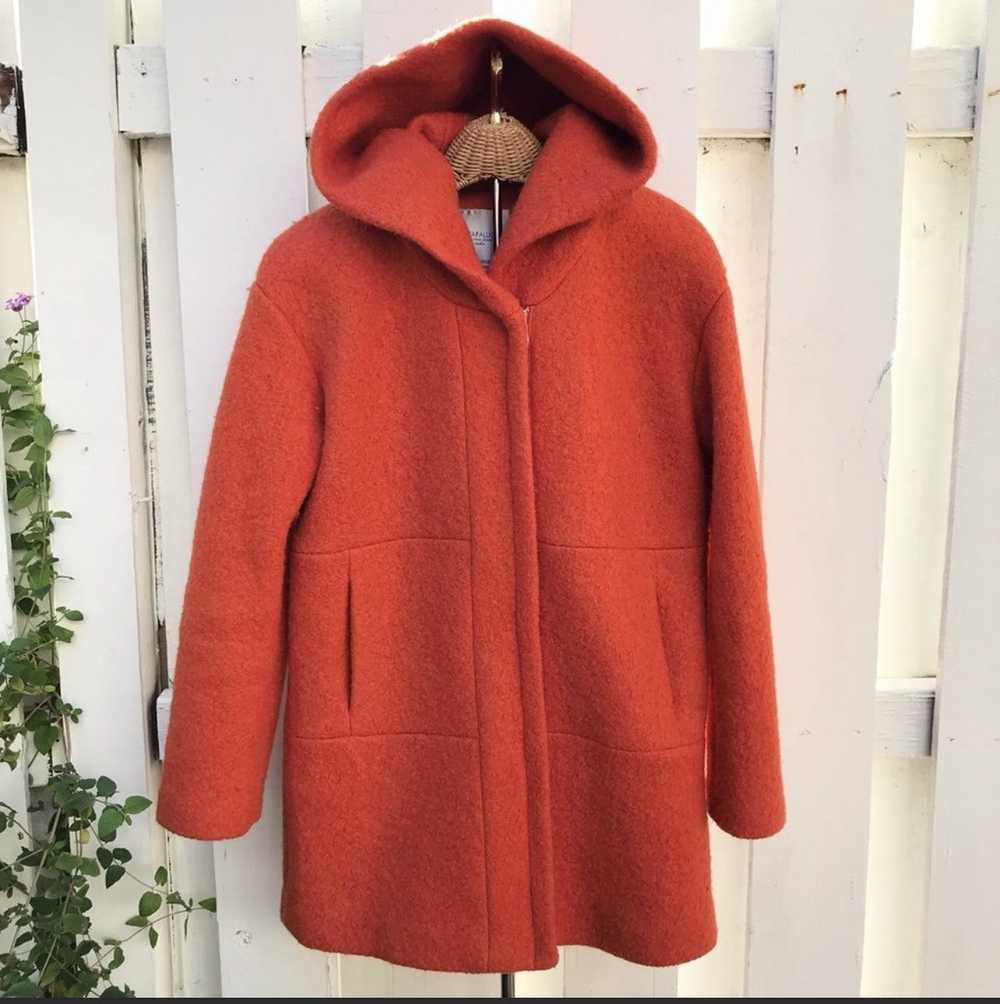 Zara Zara Trafaluc Orange Wool Hooded Coat - image 2