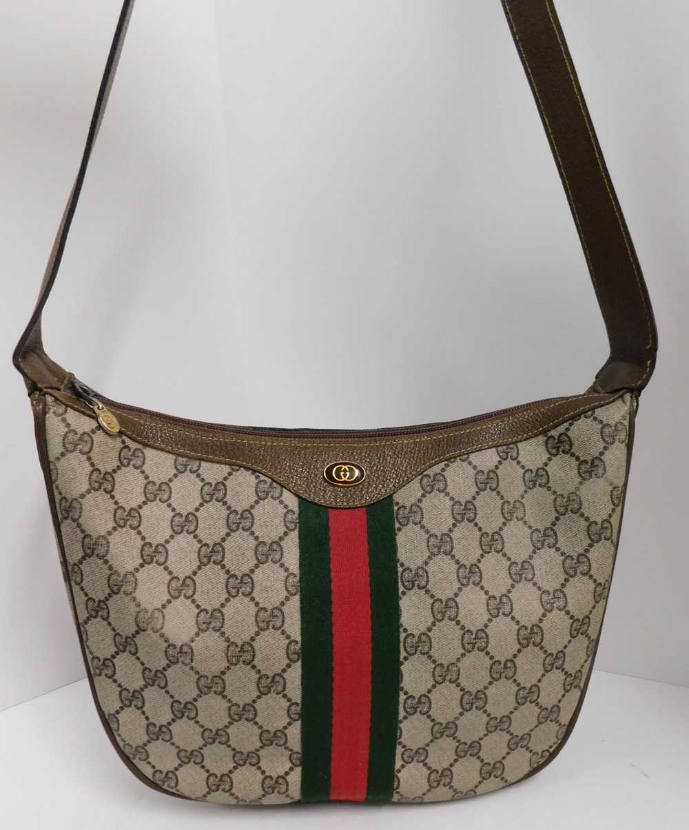 Gucci Gucci Brown Monogram Canvas Leather Shoulde… - image 1