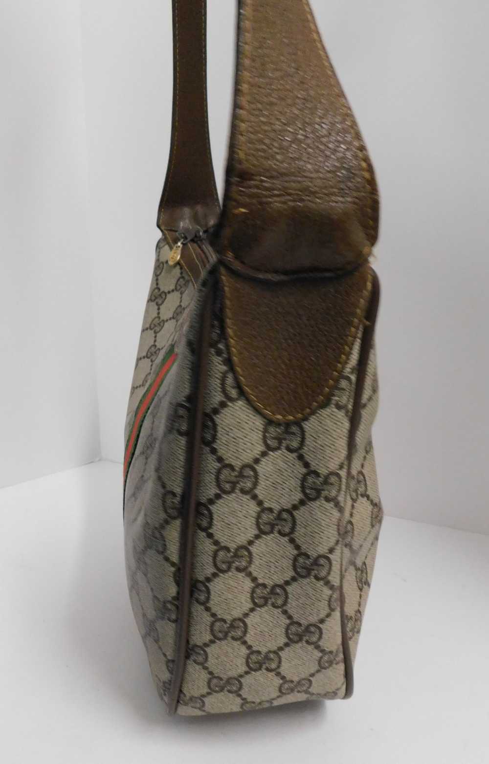 Gucci Gucci Brown Monogram Canvas Leather Shoulde… - image 4