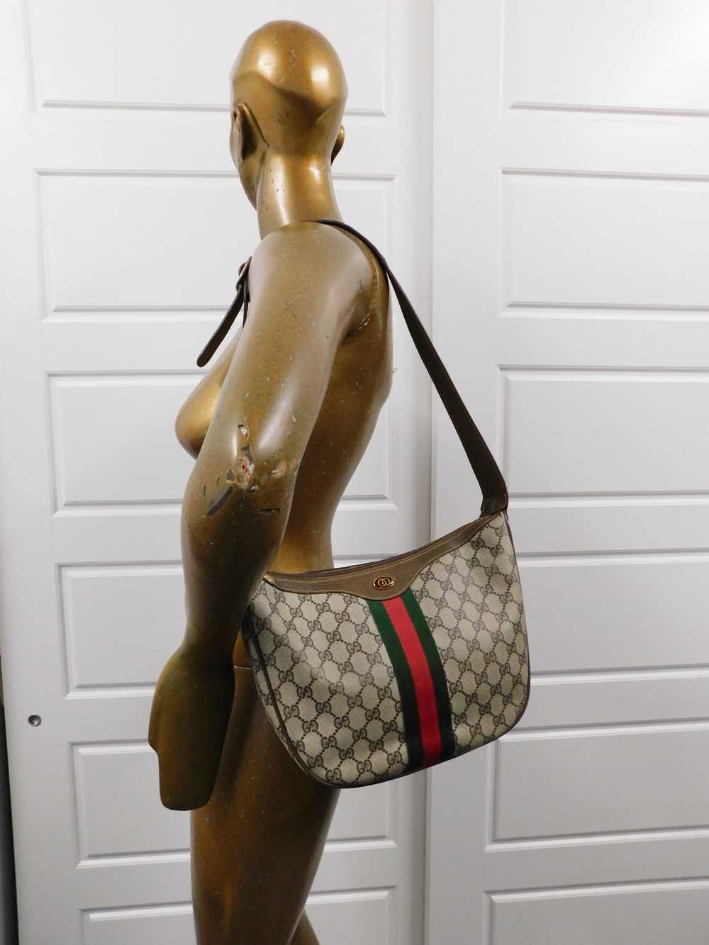 Gucci Gucci Brown Monogram Canvas Leather Shoulde… - image 9