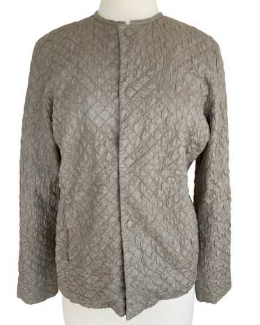 Eileen Fisher Textured Taupe Silk Cardigan with M… - image 1