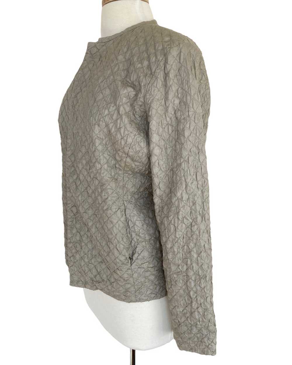 Eileen Fisher Textured Taupe Silk Cardigan with M… - image 3