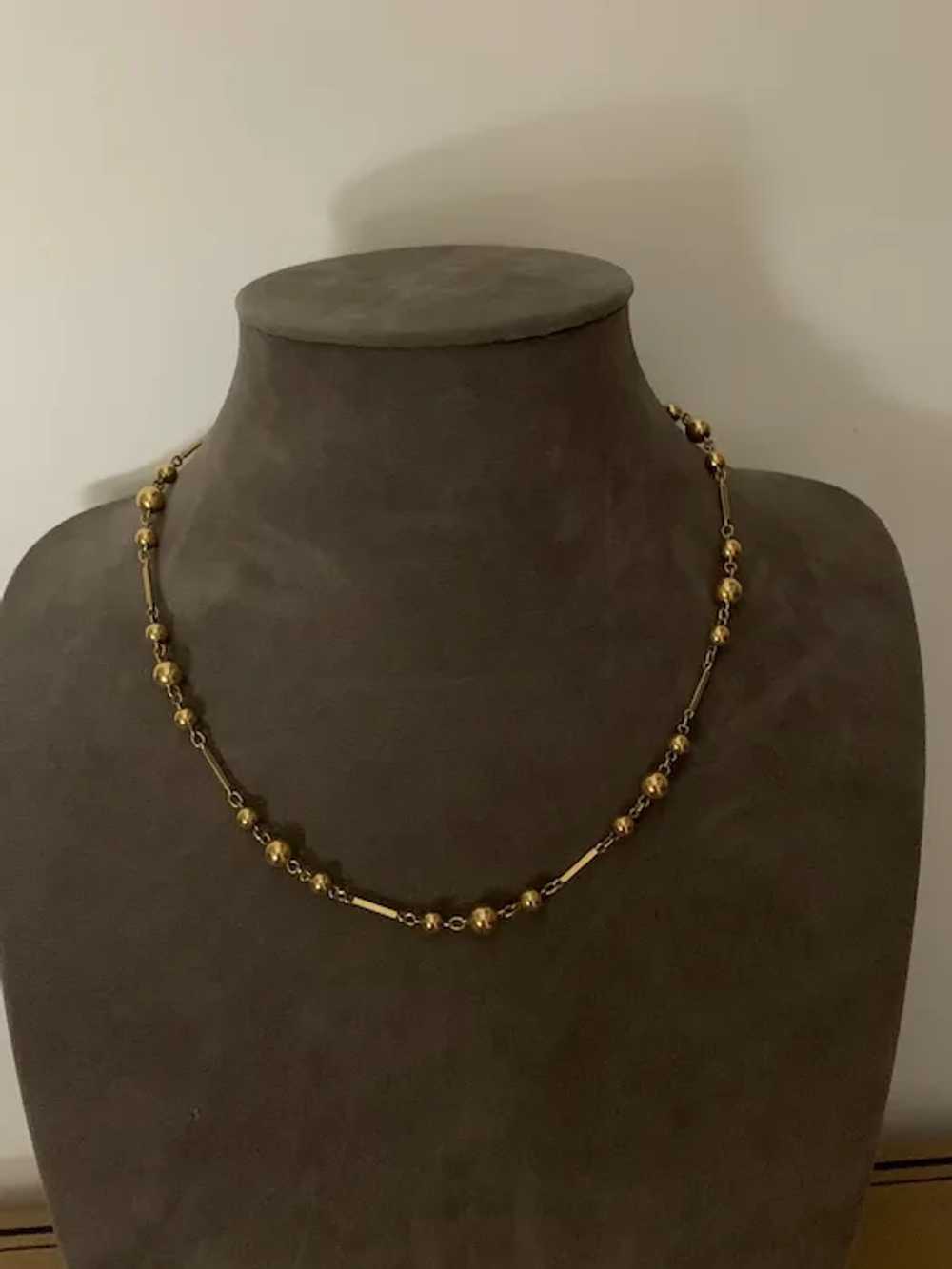 French 18 K gold Beads necklace - image 6