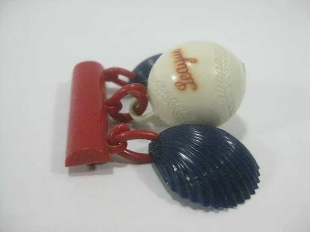 Baseball shell league red white blue dangle early… - image 2