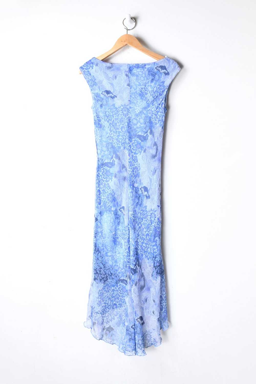 Vintage Sz 7 // vintage y2k ice-blue printed dress - image 3