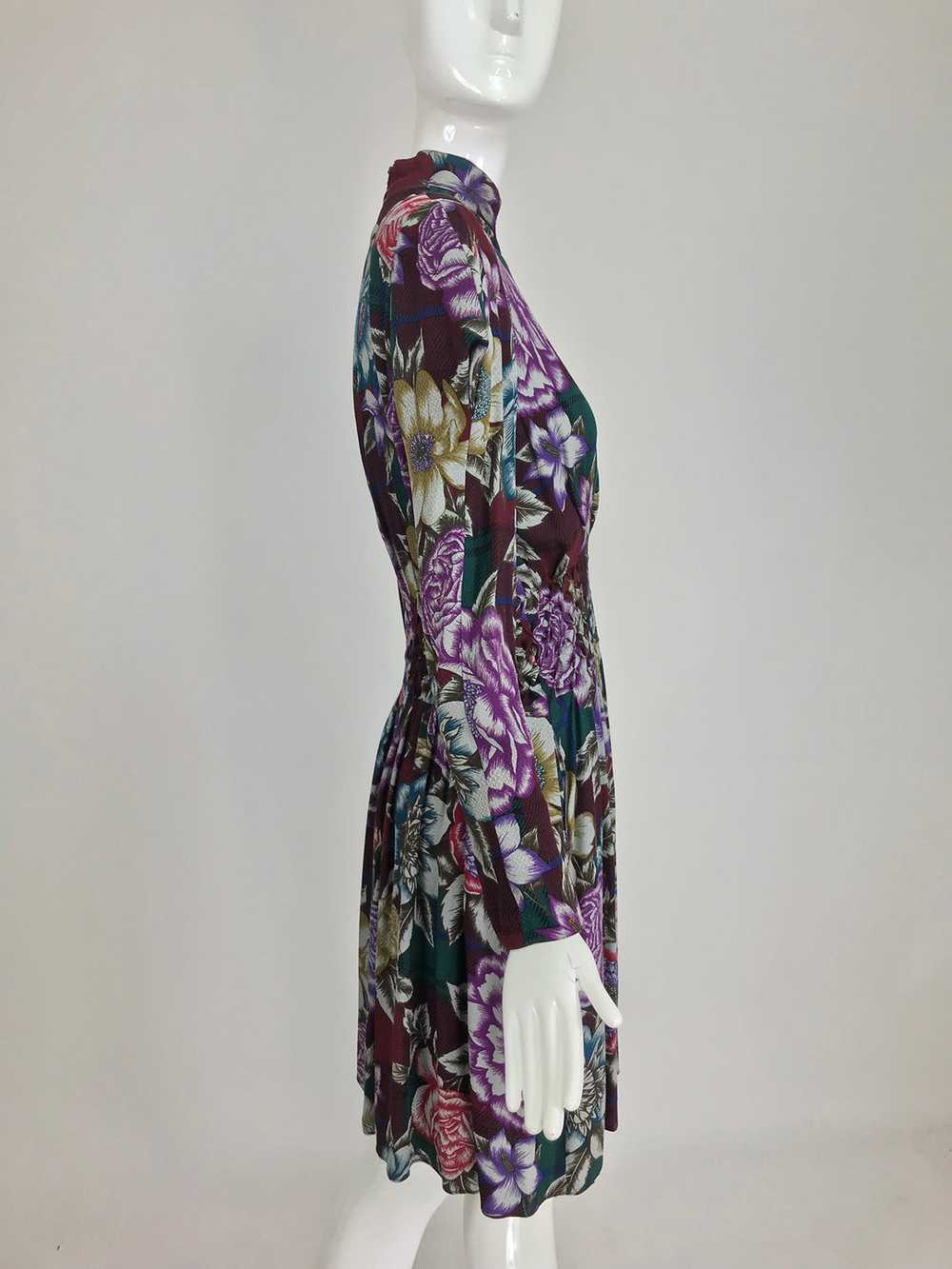Christian Lacroix Foral Silk Smocked Waist Dress … - image 10