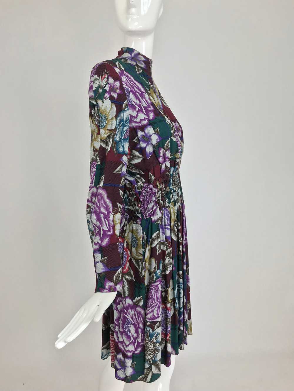 Christian Lacroix Foral Silk Smocked Waist Dress … - image 11