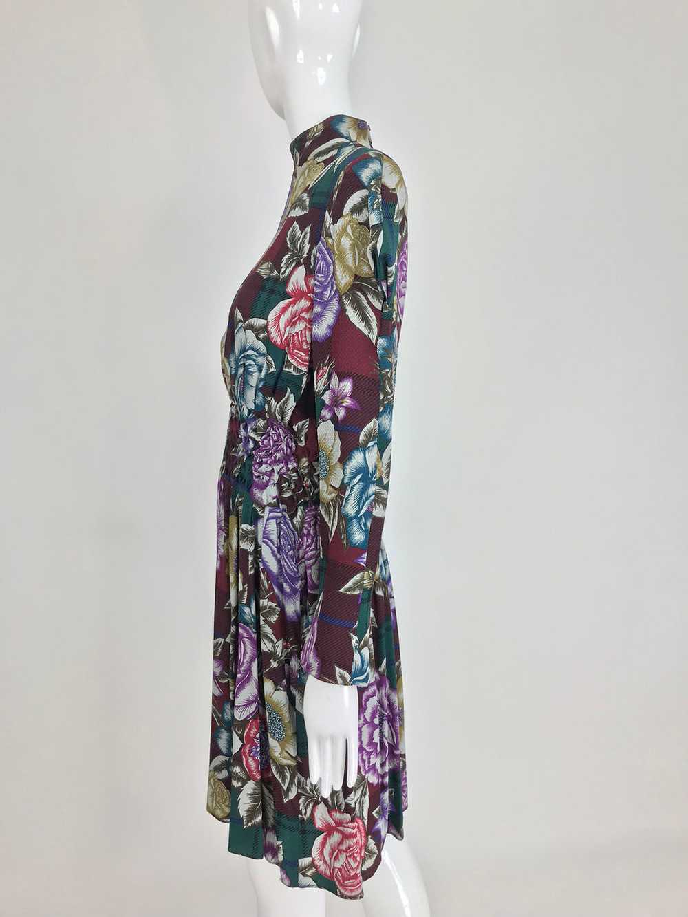 Christian Lacroix Foral Silk Smocked Waist Dress … - image 3