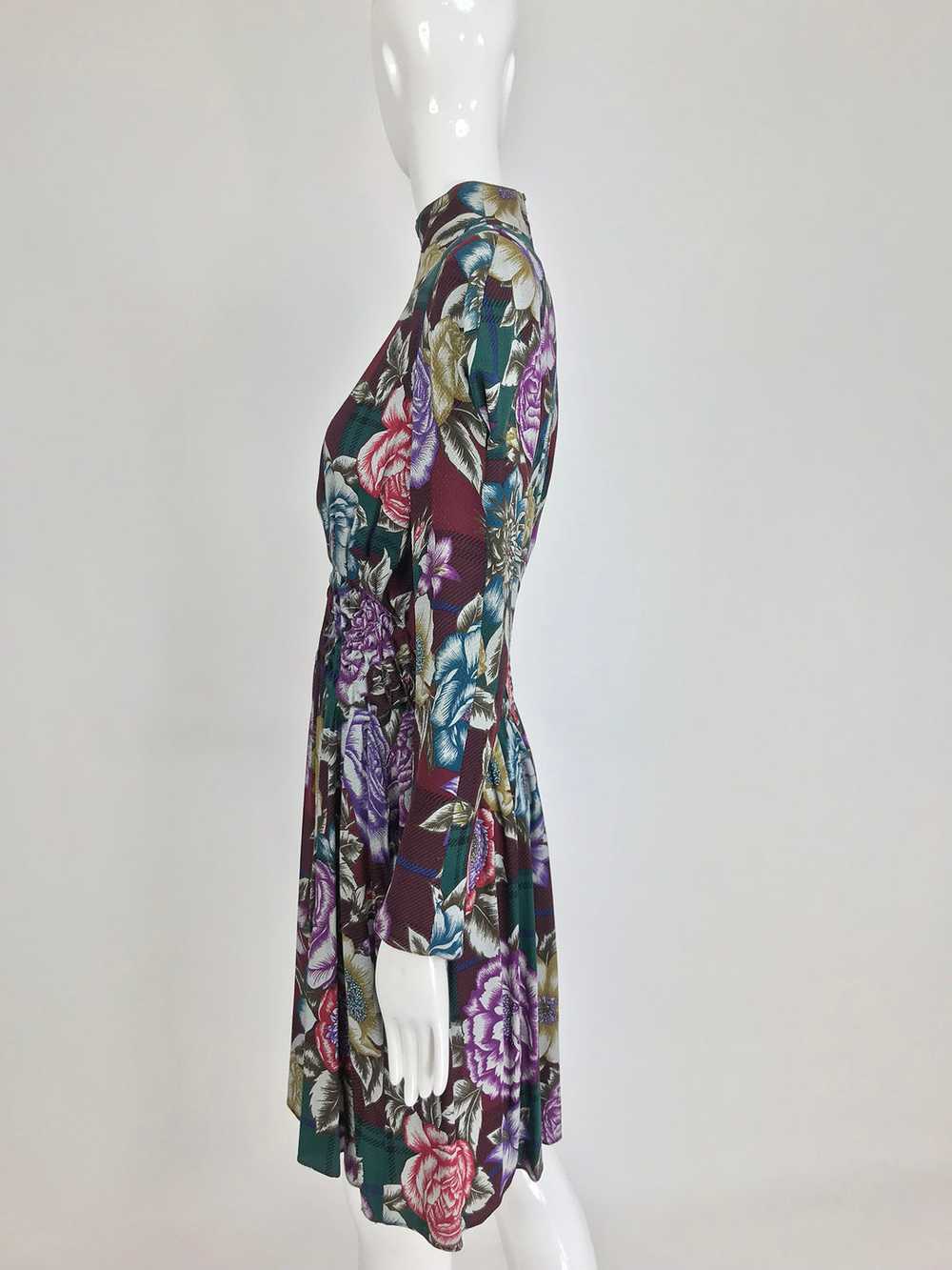 Christian Lacroix Foral Silk Smocked Waist Dress … - image 4