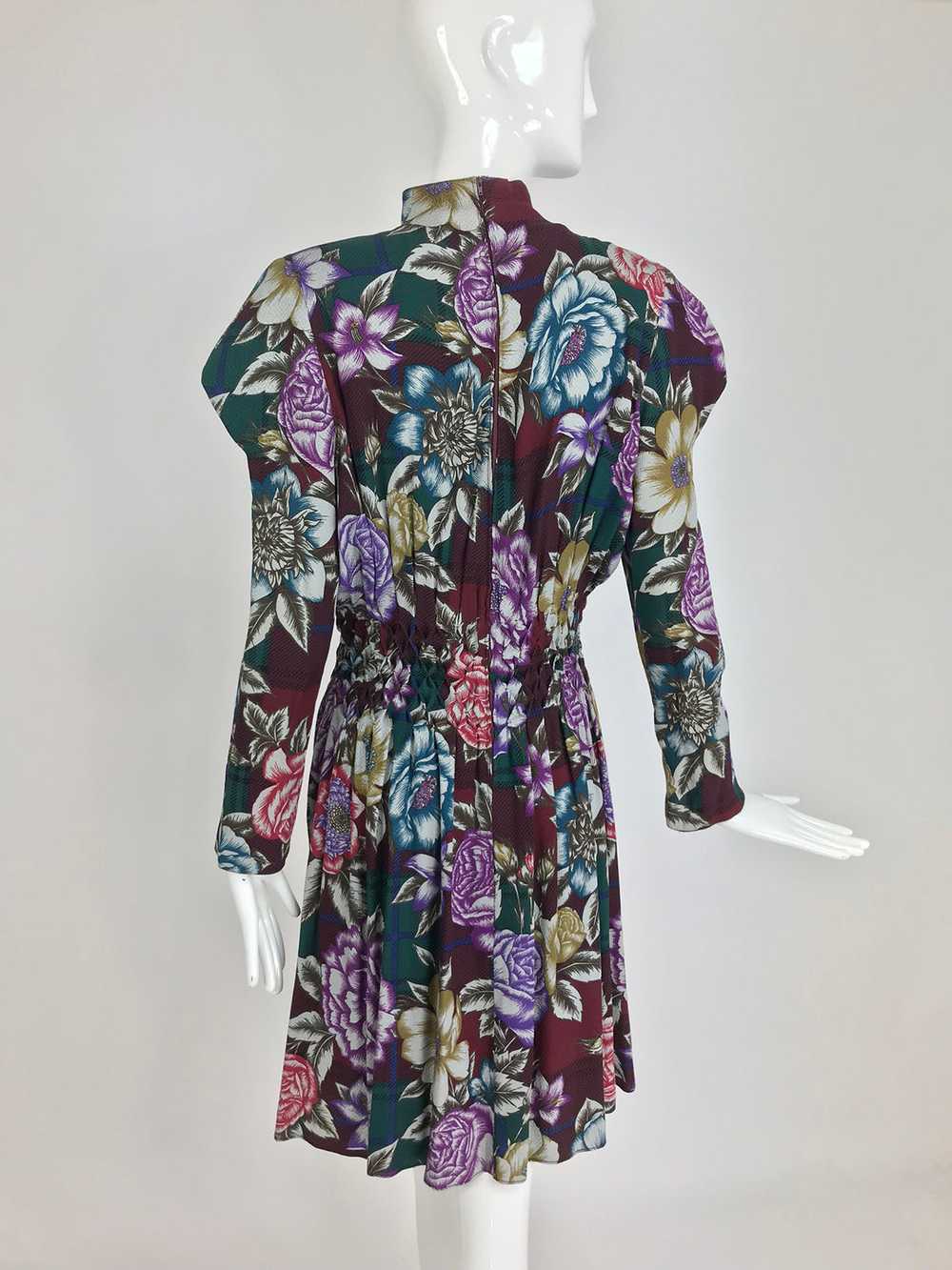 Christian Lacroix Foral Silk Smocked Waist Dress … - image 6