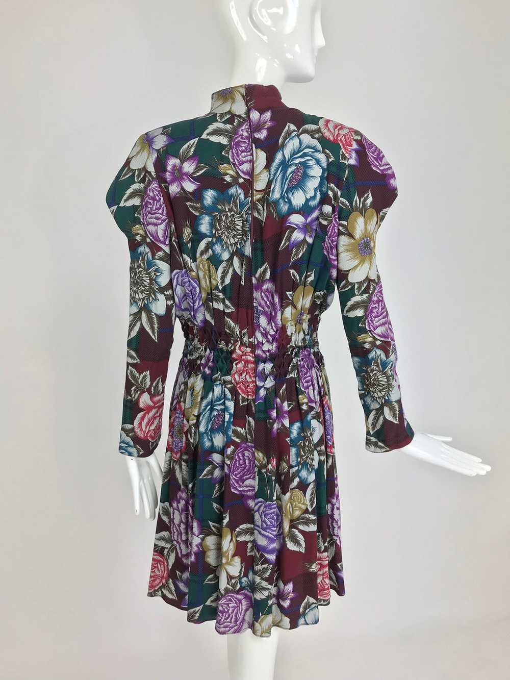 Christian Lacroix Foral Silk Smocked Waist Dress … - image 7