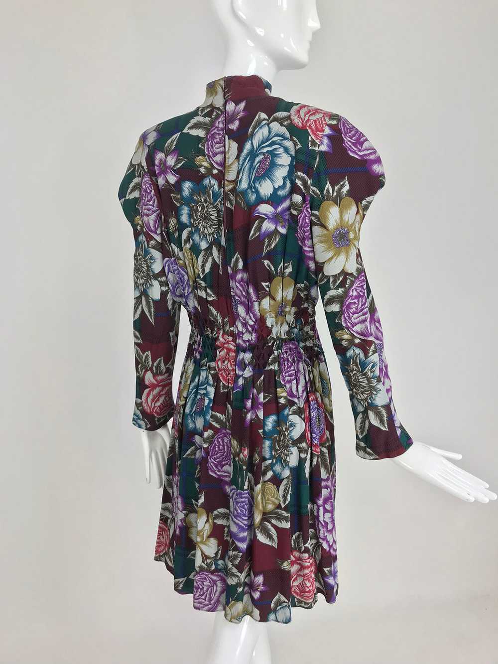 Christian Lacroix Foral Silk Smocked Waist Dress … - image 8