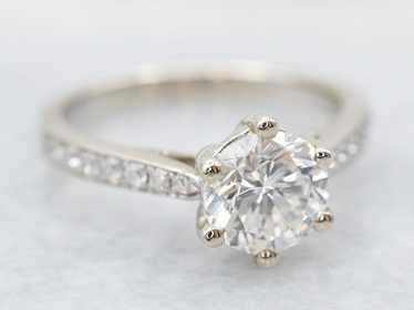 Classic Diamond White Gold Engagement Ring - image 1