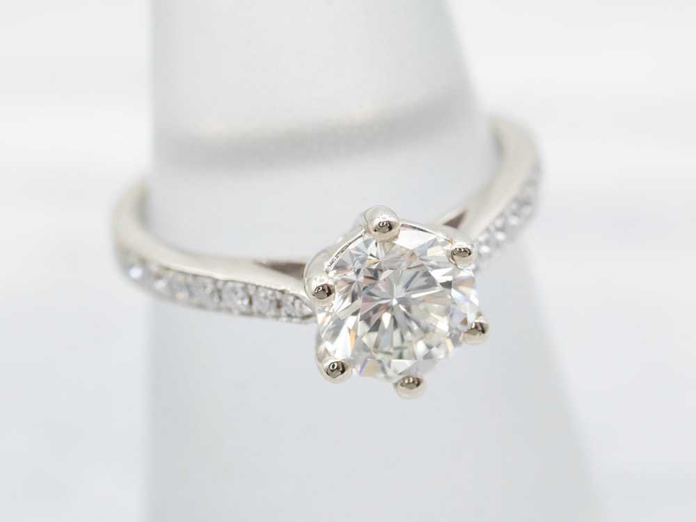 Classic Diamond White Gold Engagement Ring - image 3