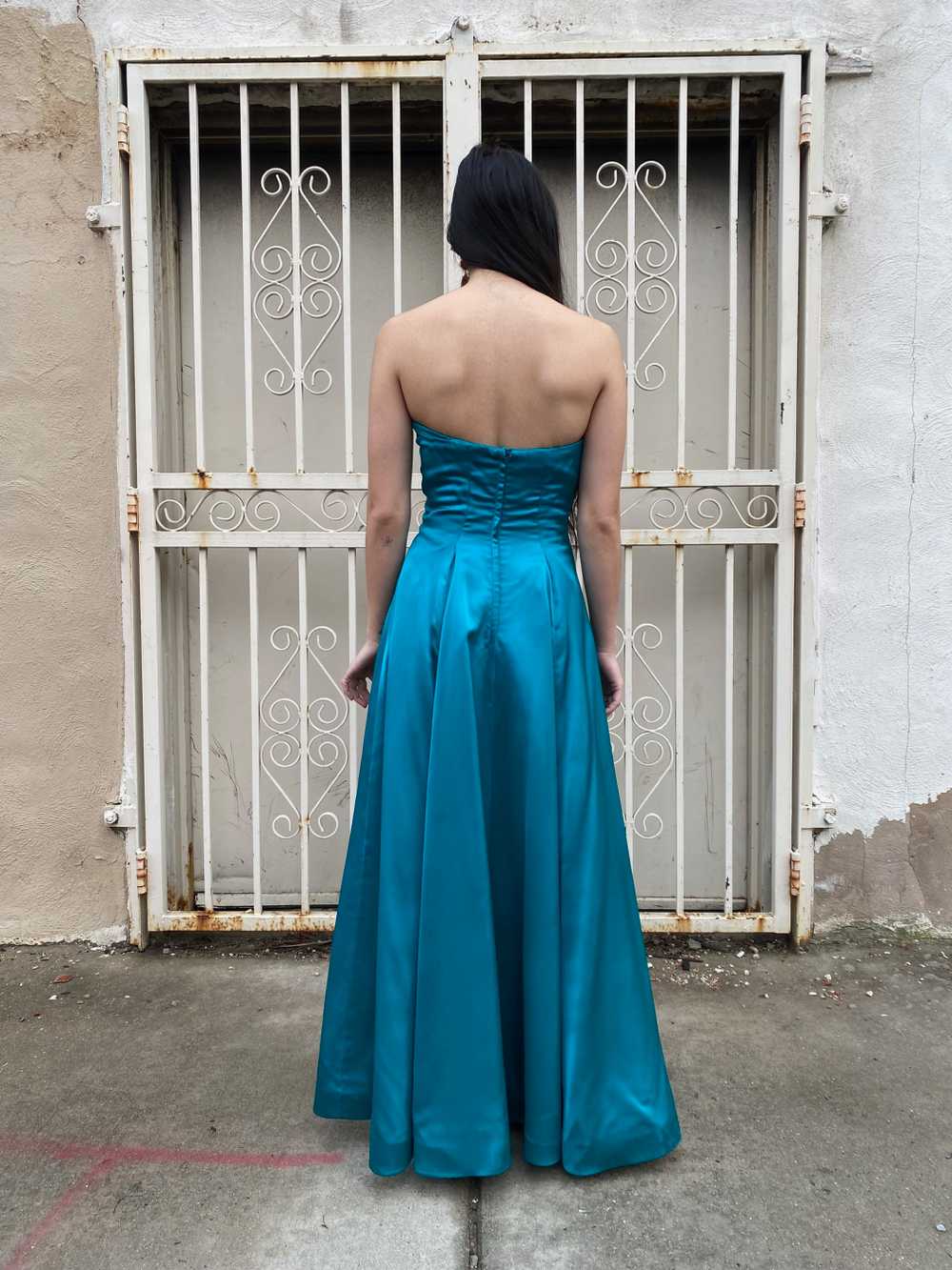 Emerald Satin Gown - image 3