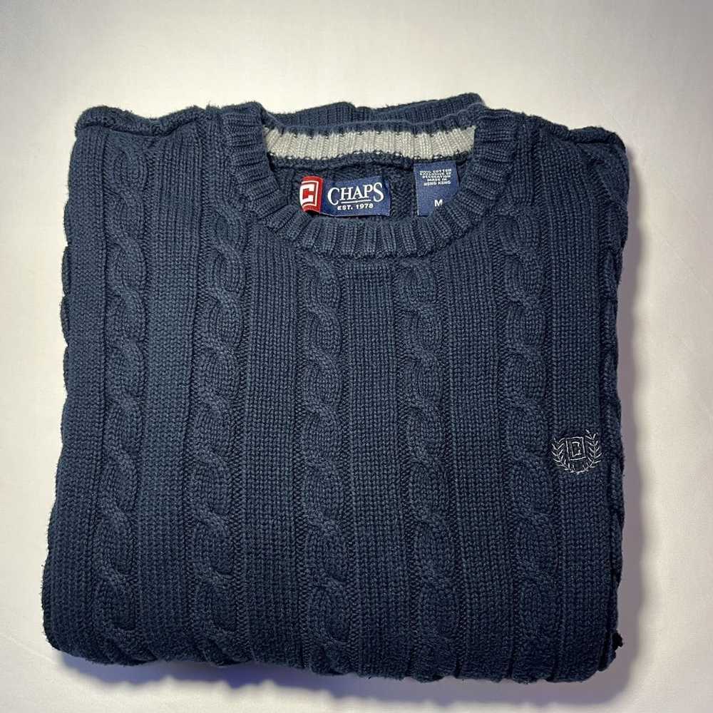 Chaps Ralph Lauren 90s Dark Blue Knitted Chaps Sw… - image 1