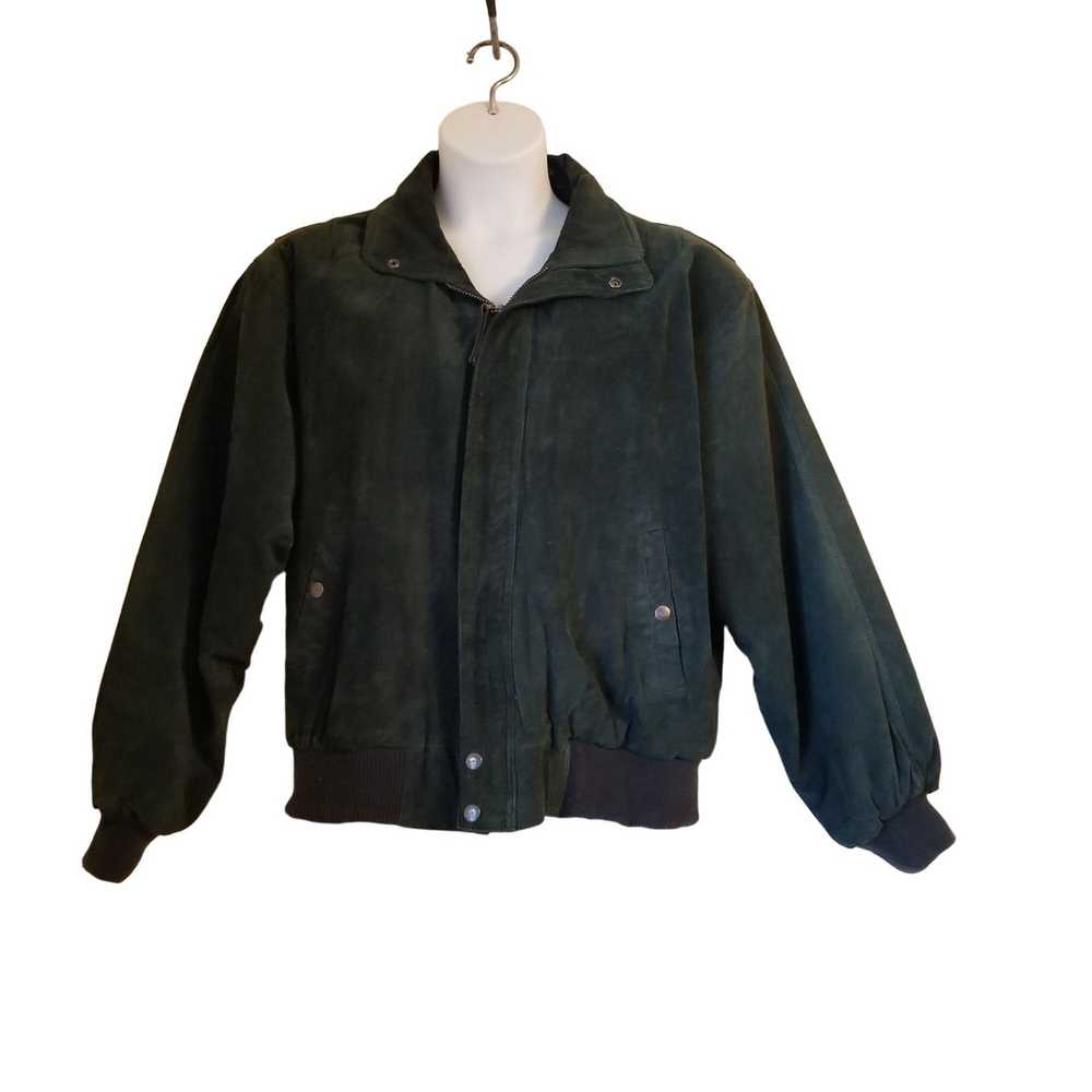 Mirage Mirage Green L Leather Bomber Jacket Vinta… - image 1