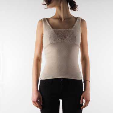 Dior Christian Dior Vintage Ivory Lace Tank Top B… - image 1