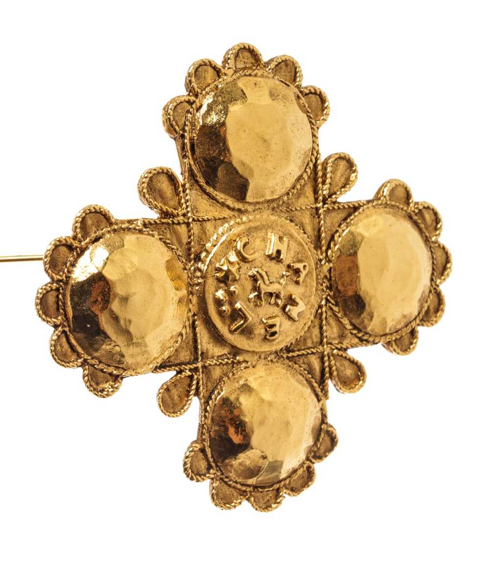 Chanel Chanel Gold Metal Lion Cross Brooch - image 3