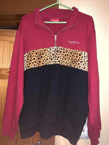 SUPREME LEOPARD PANEL HALF ZIP SWEATSHIRT LARGE FW18 … - Gem